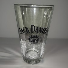 EUC Jack Daniels Old No.7 Whiskey Pint Glass 16oz. Vintage, Black Logo Bar Drink