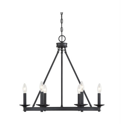 Savoy House Matte Black Chandelier 6-Light Metal Transitional 1-307-6-89