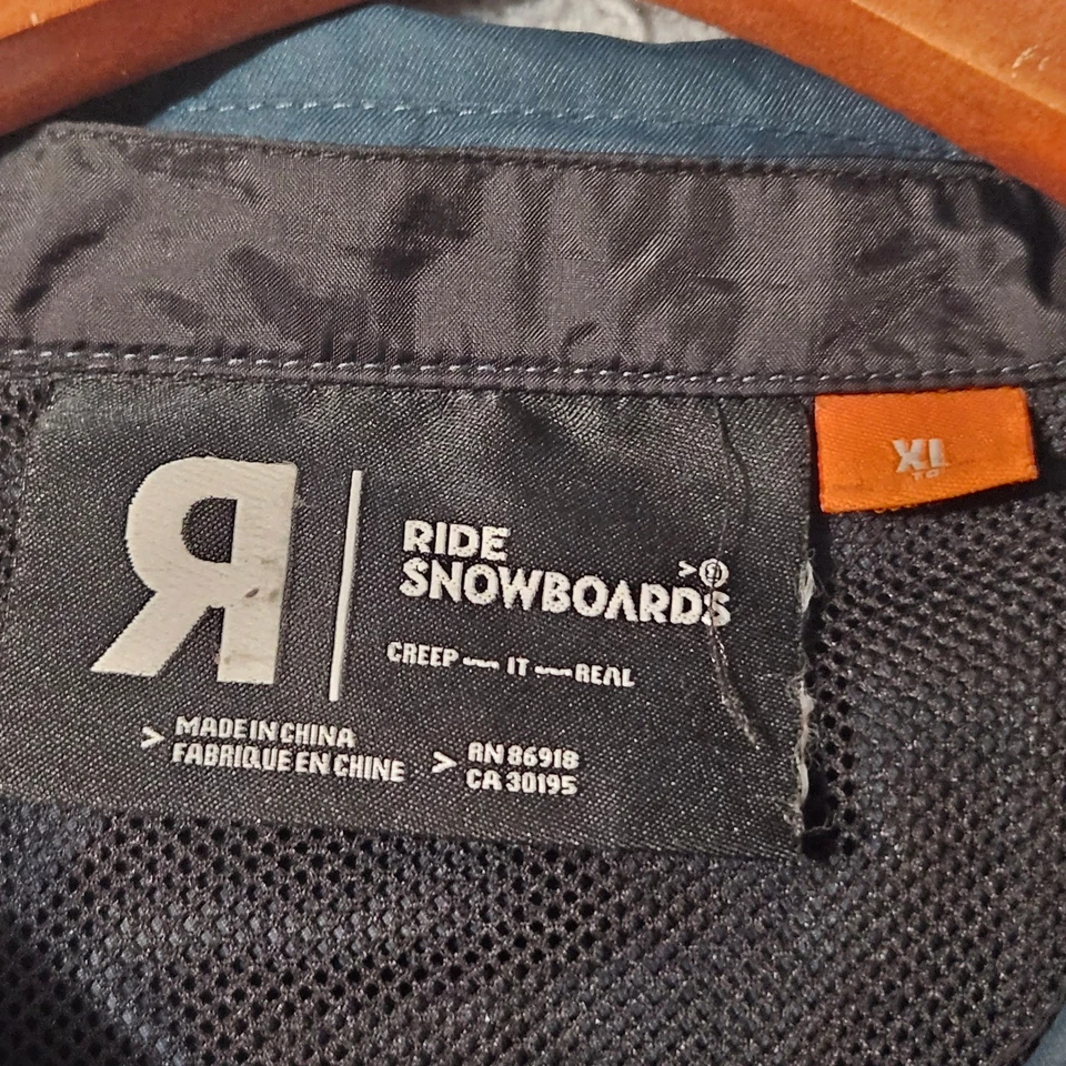 Ride Snowboard Blue Long Sleeve Snap Button Mesh Lined Shirt Jacket Size XL - Image 4 of 4