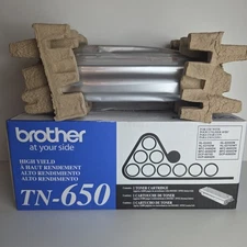 NEW GENUINE - BROTHER TN-650 HIGH YIELD BLACK TONER - TN650 SEALED BAG