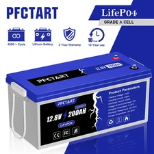 US 12.8V 200Ah LiFePO4 Battery BMS Solar 10 years lifespan Deep Cycle RV Camper