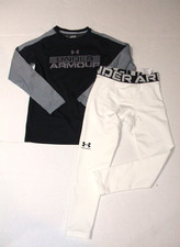 Under Armour Shirt Leggings Cold Gear Athletic Lot Boy XS S Ski Camp Sports