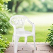 Sedia in Plastica con Braccioli da Esterno Impilabile da giardino, Offerta a Set