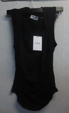 LNA CLOTHING WOMEN'S RUCHED BLACK TANK - SMALL