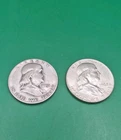(Lot Of 2)  1951-S &1962-D Benjamin Franklin Half Dollar US  Coins 90% Silver