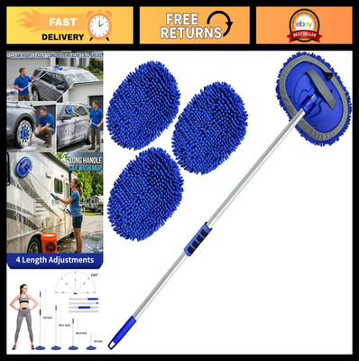 62'' Car Wash Brush Kit - Long Handle Microfiber Mop Mitt, Scratch-Free Cleaning