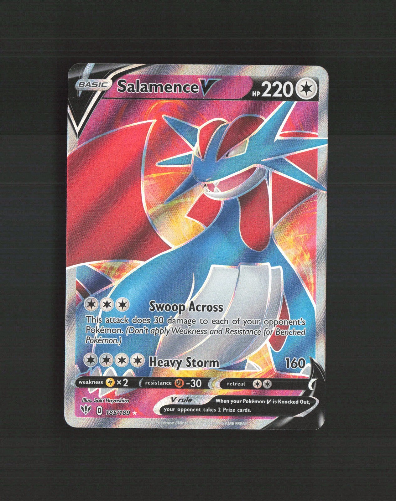 Salamence V 185/189 Darkness Ablaze Full Art Ultra Rare Holo Pokemon Card NM