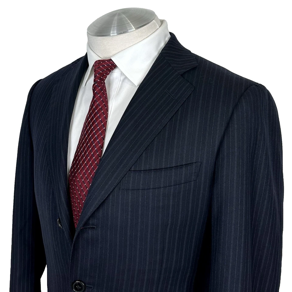 Ermenegildo Zegna MILMIL Cashmere Wool Roma Navy Stripe 3/2 Roll Sport Coat 38 S - Image 4 of 4