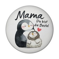 Pinguin Mutter Und Kind Magnet Rund Mit Spruch Mama Du Bist Die Beste