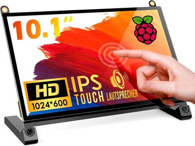 ROADOM Raspberry Pi Bildschirm 10,1 Zoll Touchscreen Monitor, IPS FHD 1024×600