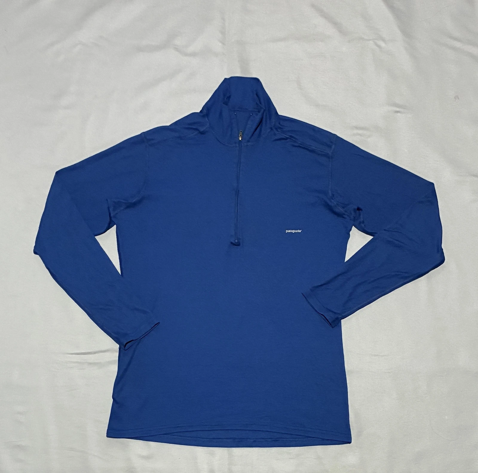 Patagonia Pullover Mens Medium Blue 1/4 Zip Lightweight Base Layer Hiking Top