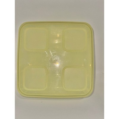 Tupperware #3151 Clear Mates Square Stackable Storage Container Yellow Lid