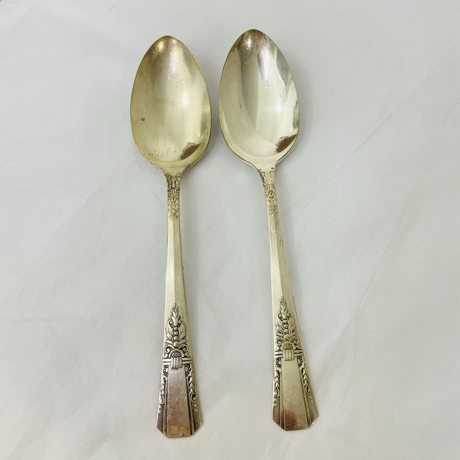 Vintage Set of 2 Silver Plate Debonair Serving Spoons by Oneida Silver Co 1930s