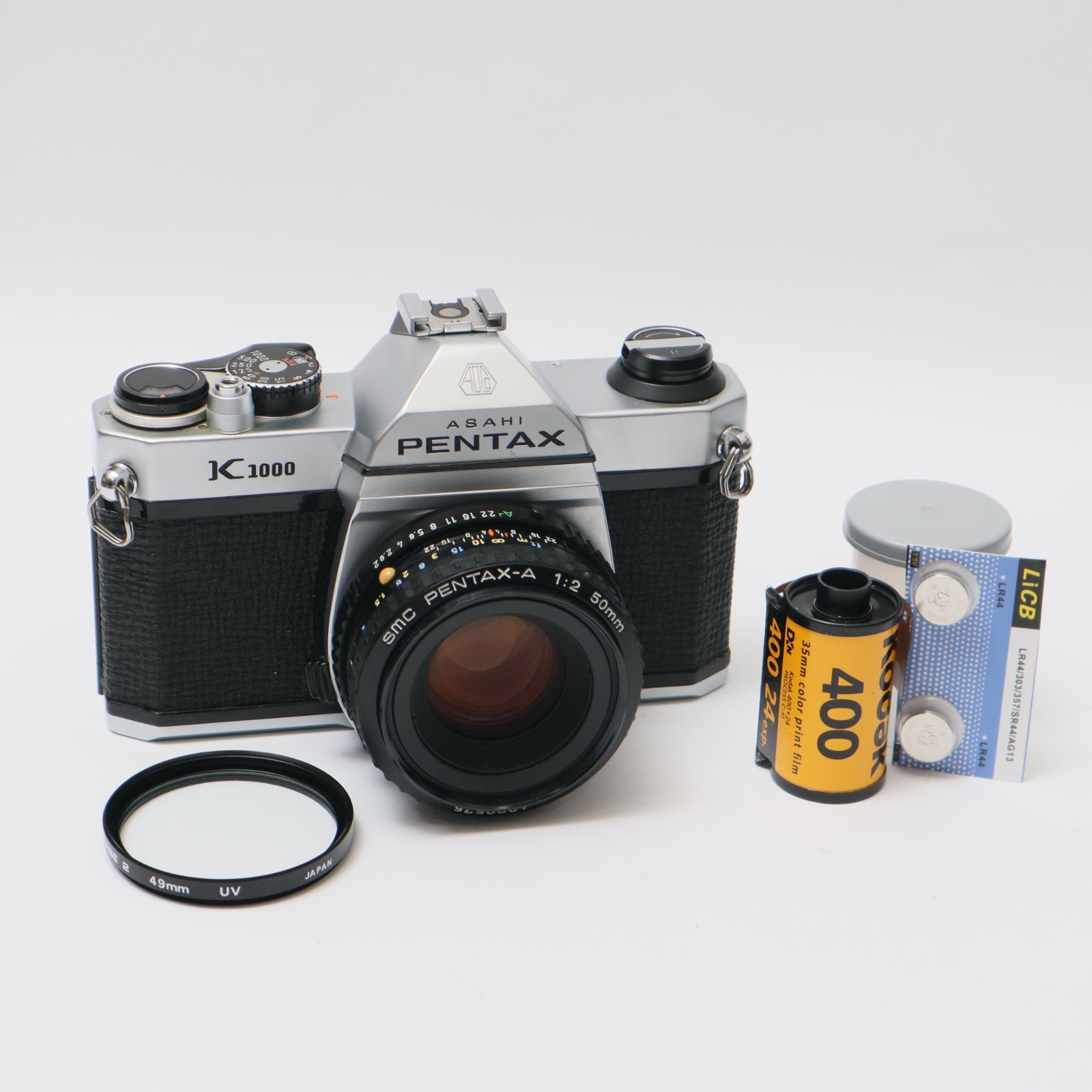 Pentax Asahi K1000 35mm SLR w/ 50mm F2 Lens Kit - Fully Tested & Working - USA