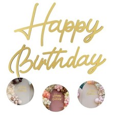 Happy Birthday Wooden Sign with Painted Cutout Wooden Happy Birthday Gold