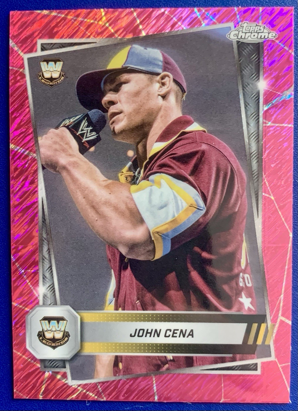 2025 Topps Chrome WWE John Cena #16 PINK SHIMMER REFRACTOR Card #16