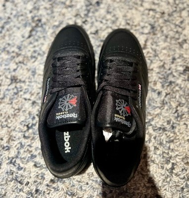 Reebok Classic Leather Black Sneaker Lace Up Men's Athletic Shoes 116