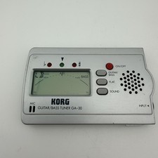 KORG GA-30 Guitar Bass Tuner GA30 Digital Chromatic LCD Display Silver Tested