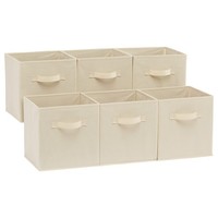 Amazon Basics Faltbarer Stoff-AufbewahrungswüRfel Mit Griffen Beige 6Er Set