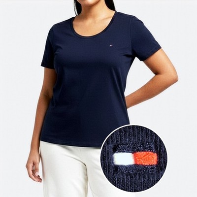 Tommy Hilfiger Midnight Navy Cotton Logo Tee Crewneck Favorite T-Shirt 0X L