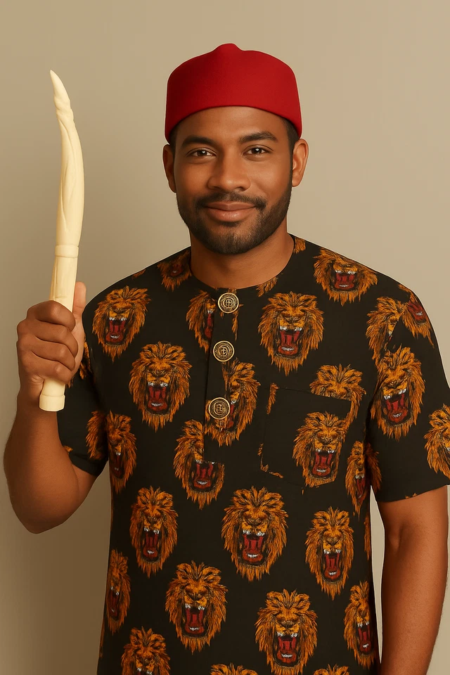 Réplica de colmillo de elefante, bastón de mano tradicional africano Igbo Odu Nze/Ozo Foto 3 de 4