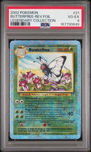 2002 POKEMON LEGENDARY COLLECTION #21 BUTTERFREE-REVERSE FOIL PSA 4