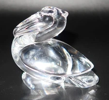 Rare Stueben Glass PELICAN Hand Cooler, Paperweight, Figurine, 3" Long