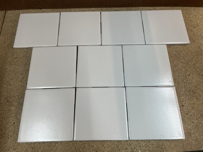10 Pc White 4-1/4'' x 4-1/4'' x3/16'' Flat Ceramic Tile Matte United States Tile Co