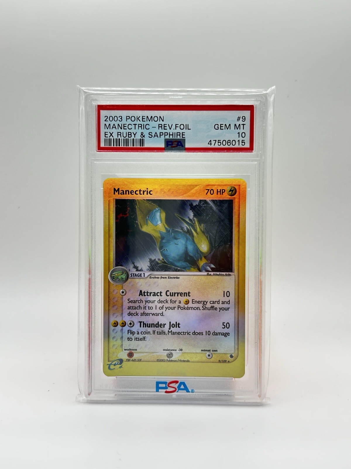 2003 Pokemon Ruby & Sapphire Manectric Reverse Foil 9/109 PSA 10 *POP 3*