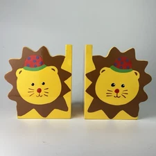 Yellow Circus Lion Bookends, Vtg Pier 1, Kids Nursery