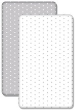 BABY 2PACK FITTED COT SHEET 100% COTTON 120X60 Small white stars/Small grey star