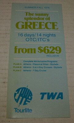 TWA The Sunny Splendor Of Greece Fold Out Travel Information Htf Out Of Print 