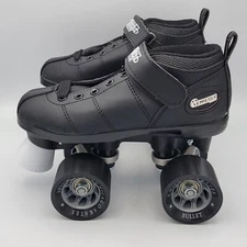 Chicago Bullet Men's Classic Quad Roller Speed Skates - Black, Men’s Size 1