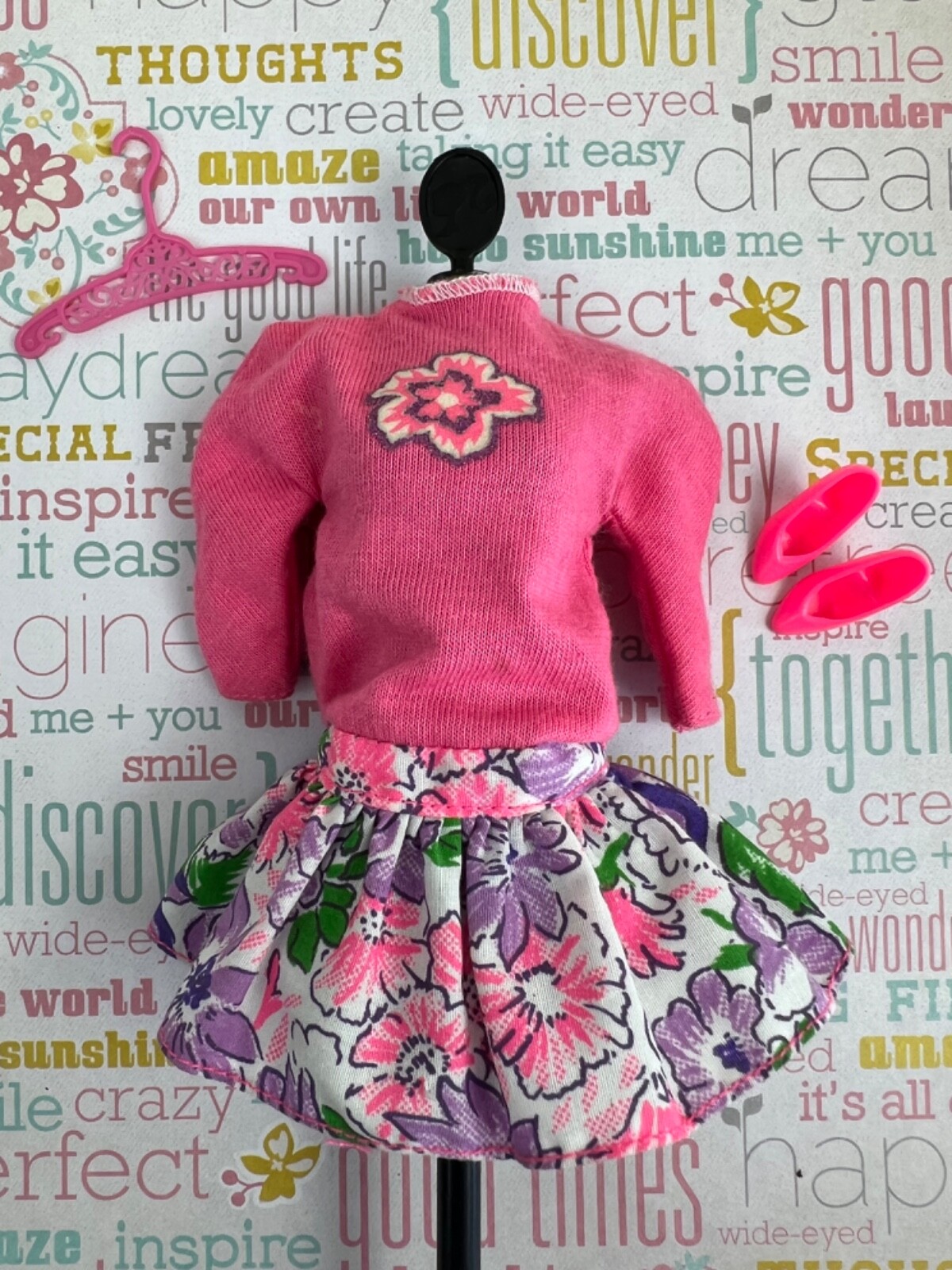 LOTTO Mattel Barbie 1991 My First Fashions Abito floreale casual scarpe + appendiabiti SENZA BAMBOLA