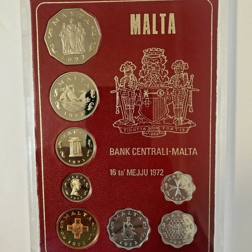 1972 MALTA PROOF SET OF 8 COINS with ORIGINAL COVER CASE . - Picture 2 of 5