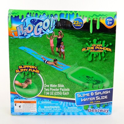 Slime & Splash Water Slide 23 Ft Long H2OGO Bestway for 3+ Years 2 Slime Packets
