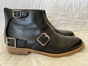 womens black leather moto boots