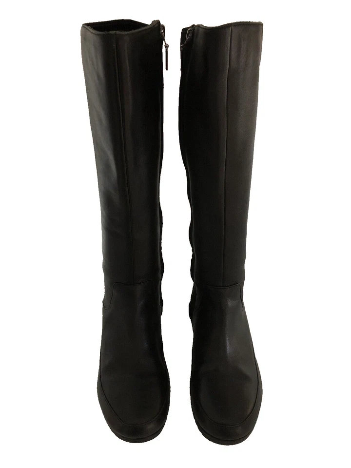 Botas de cuña FITFLOP SUPERBOOT de cuero negro elásticas altas con cremallera completa EE. UU. 5 USADAS EN EXCELENTE ESTADO ¡BONITAS! Foto 3 de 4