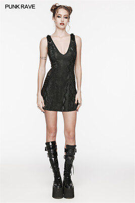 punk rock formal dresses black leather corset dress AKIRA Punk Rock Leather Midi Dress