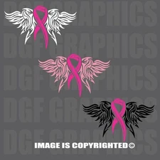 ANGEL WINGS BREAST CANCER AWARENESS Vinyl Decal for Car, Truck windows - Laptops