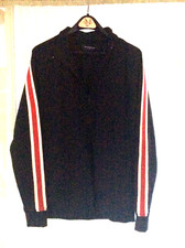 Men's Sz L Pac Sun Black Zip Coat Jacket Racing Stripe Sleeves Heavyweight Nice