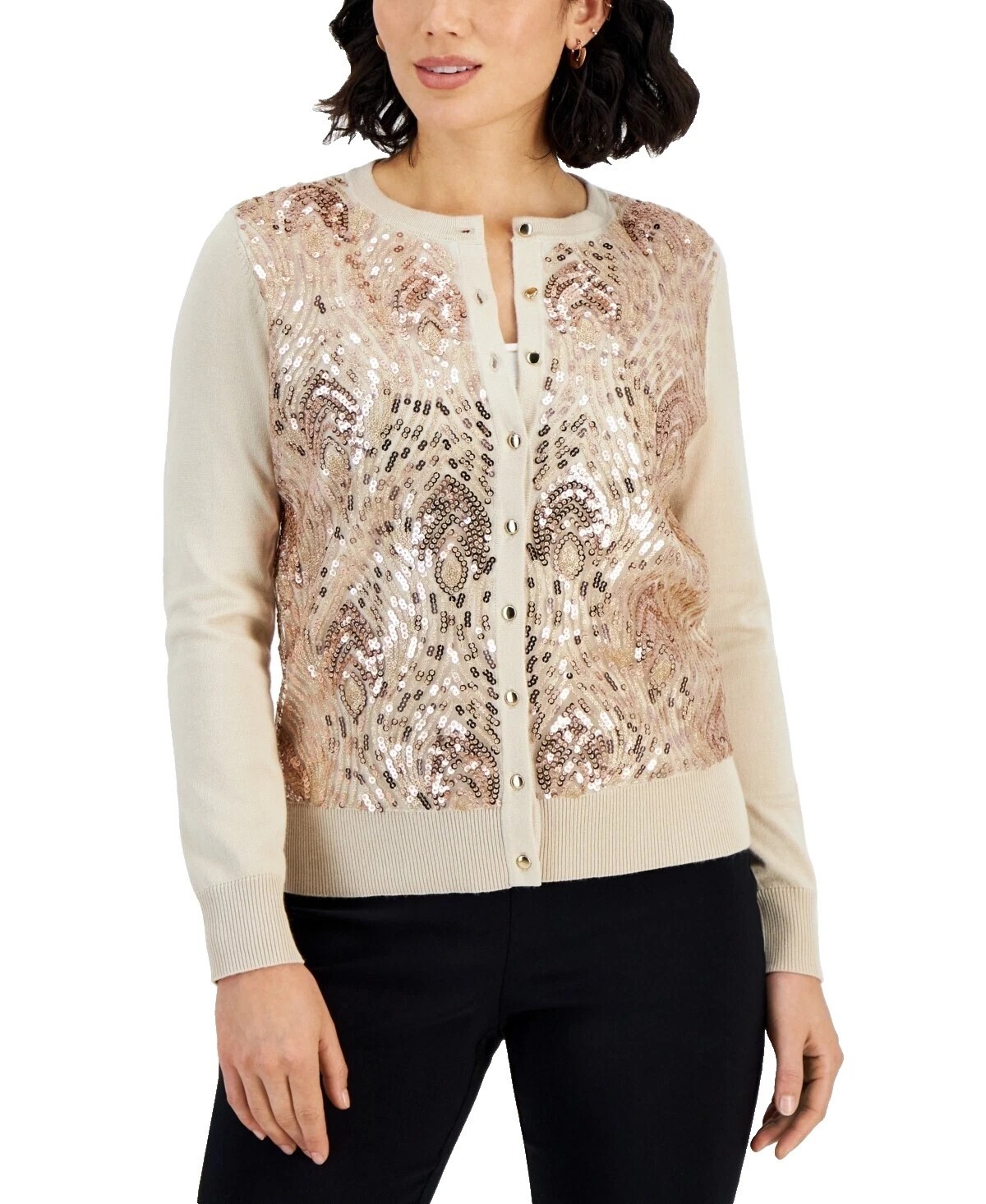 小号几何开衫毛衣女