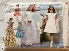 Vintage Little Vogue Girls' Dress & Veil Pattern 1877 Size 8 CUT Vintage