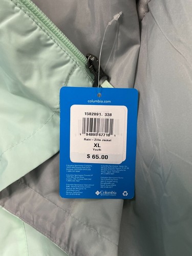 Columbia Rain-Zilla Girl's Size XL (18) Blue Lightweight Rain Jacket NWT - Picture 6 of 8