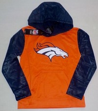 DENVER BRONCOS POLYESTER HOODED SWEATSHIRT HOODIE YOUTH S M XL BOYS ORANGE NWT