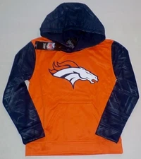 DENVER BRONCOS POLYESTER HOODED SWEATSHIRT HOODIE YOUTH S M XL BOYS ORANGE NWT