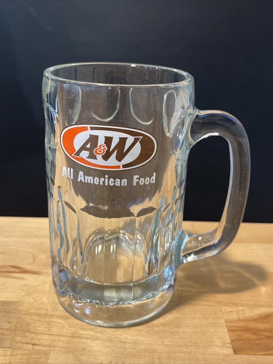 A W Root Beer Mug 6 Heavy Glass Orange Brown Logo All American Food Frozen