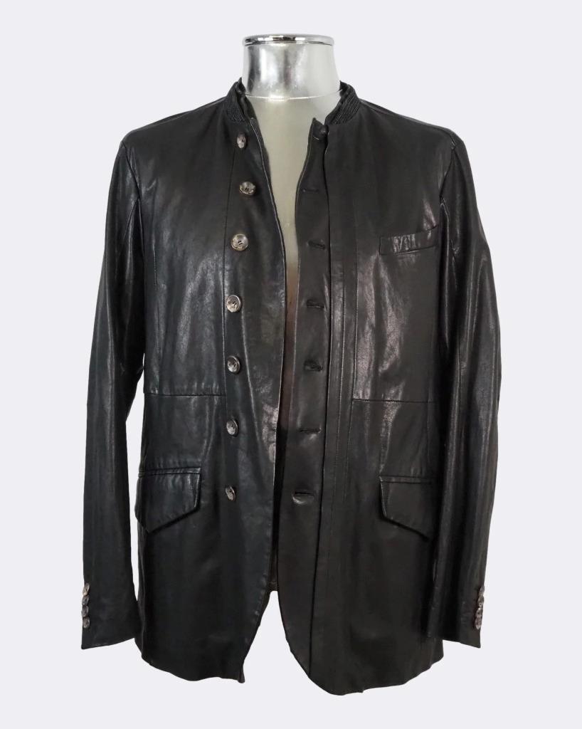 Diesel Black Gold Military-Style Button Leather Jacket Medium EU50 RRP£995  Black
