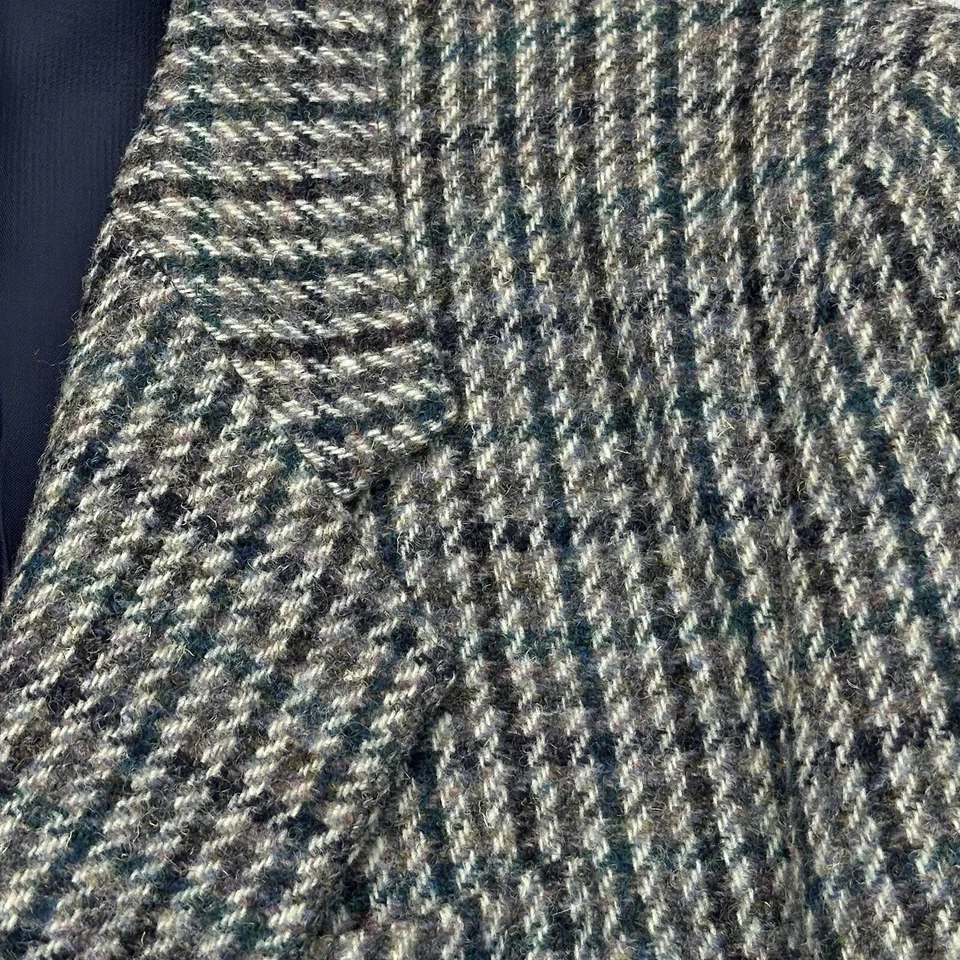 Jaqueta casaco esportivo 42R Harris Tweed Escócia xadrez jumbo blazer vintage - Imagem 3 de 4