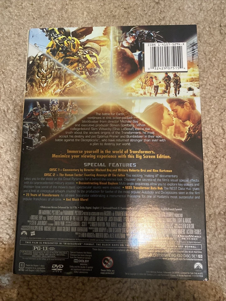 Transformers: Revenge of the Fallen 2-Disc Big Screen Edition inglés & español - Image 2 of 2